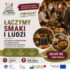 grupa uśmiechniętych osób, żywność + tekst