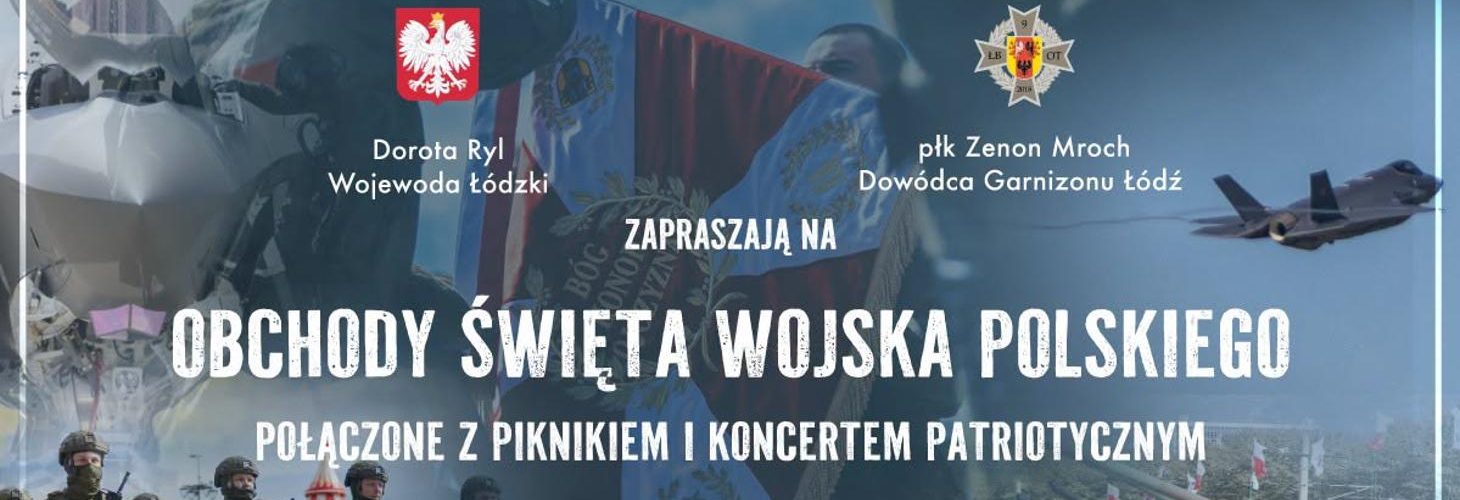 baner z infrozmacją o obchodach święta wojska polskiego