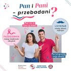 dwie uśmiechnięte osoby i napis: Pan i Pani - przebadani?